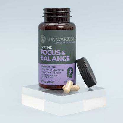 Sunwarrior Active Focus & Balance - Adaptogenic Nootropic Blend with Ashwagandha, Rhodiola, Reishi and 5-HTP (60 Vegan Capsules)