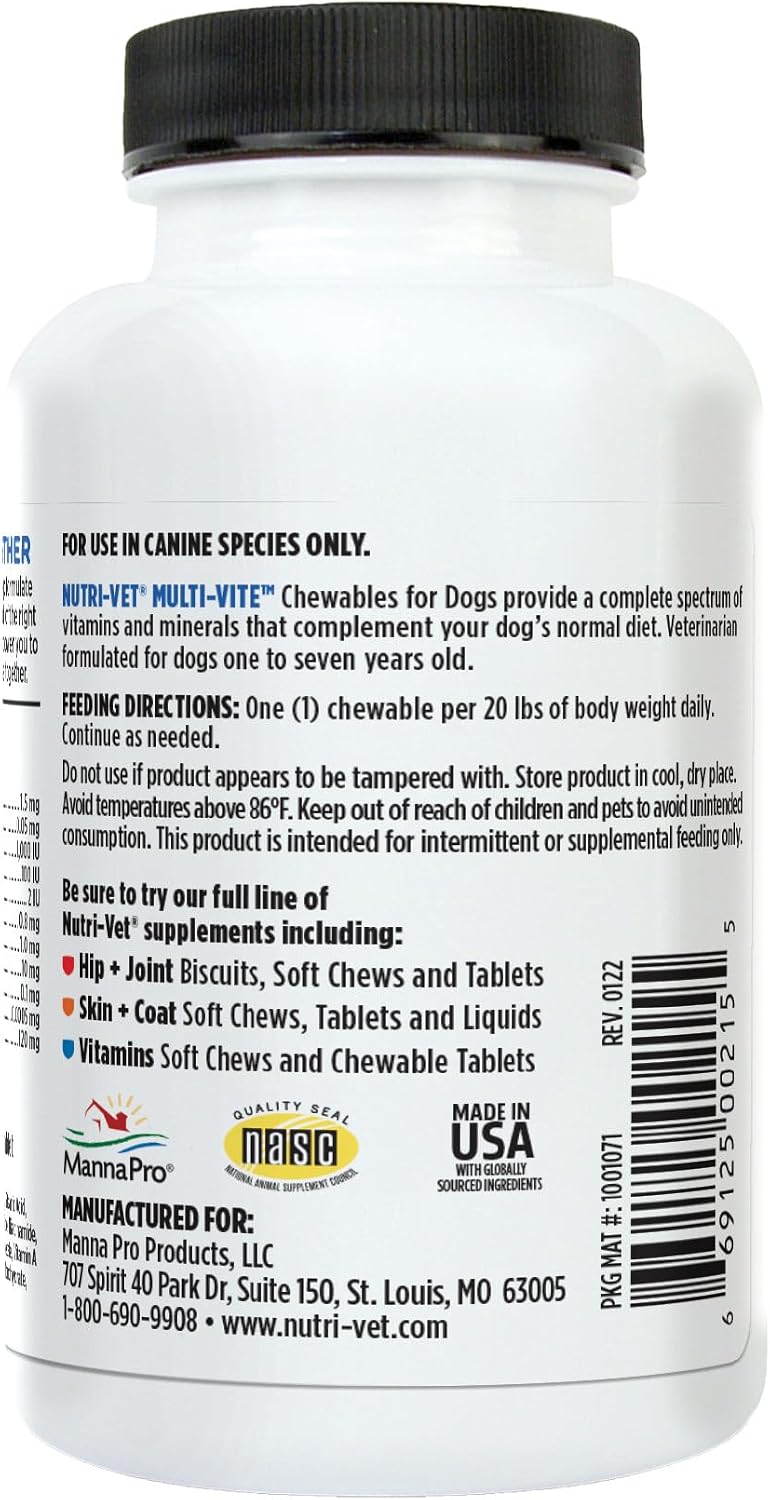 Nutri-Vet Multi-Vite Chewables for Adult Dogs - Daily Multivitamin with Minerals, 60 Chews - görsel 8
