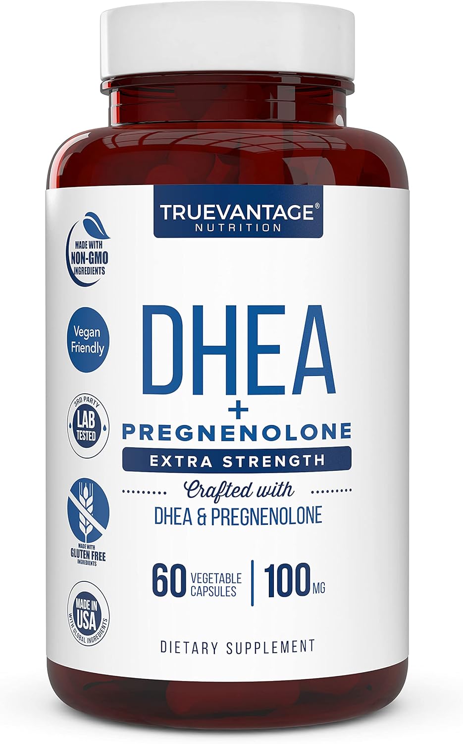 Truevantage DHEA 100mg + Pregnenolone 60mg - Hormone Support Supplement - görsel 1