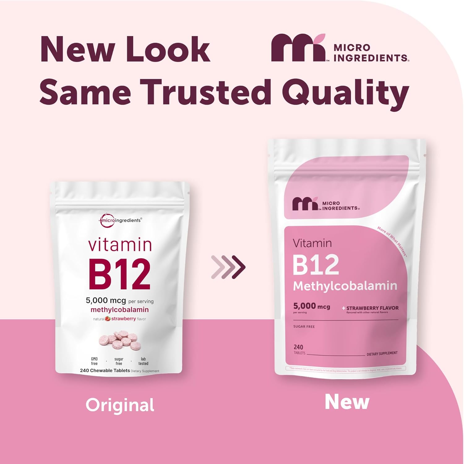 Micro Ingredients Vitamin B12 5,000 mcg | Methylcobalamin – 240 Chewable Tablets | Fast Dissolve, Natural Strawberry Flavour | Vegan, Non-GMO, Gluten-free - görsel 2