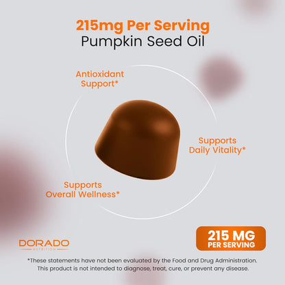 Pumpkin Seed Oil Gummies 4000mg Sugar Free Gummy Supplement with Pumpkin Seed Extract for Adults - Delicious Orange Flavour, Non GMO - Gluten-free, Vegan Supplement & USA-made (60 Gummies)