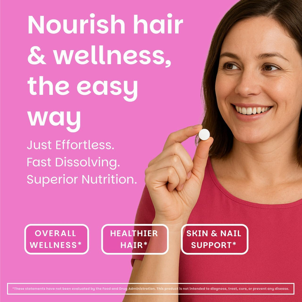 EZ Melts Women's Multi + Hair Growth – Daily Multivitamin with Methylated B Vitamins, Iron-Free, Non-GM & Vegan – Peach – 60 Dissolvable Tablets (30 Servings) - görsel 3