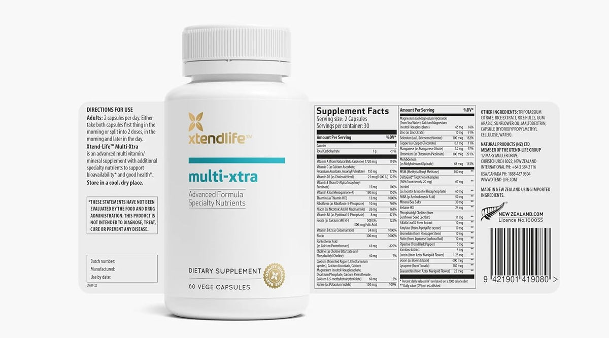 Xtendlife Multi-Xtra Multivitamin - 40+ Bio-available Vitamins, Minerals, Antioxidants & Herbs - 30 Day Supply - görsel 4