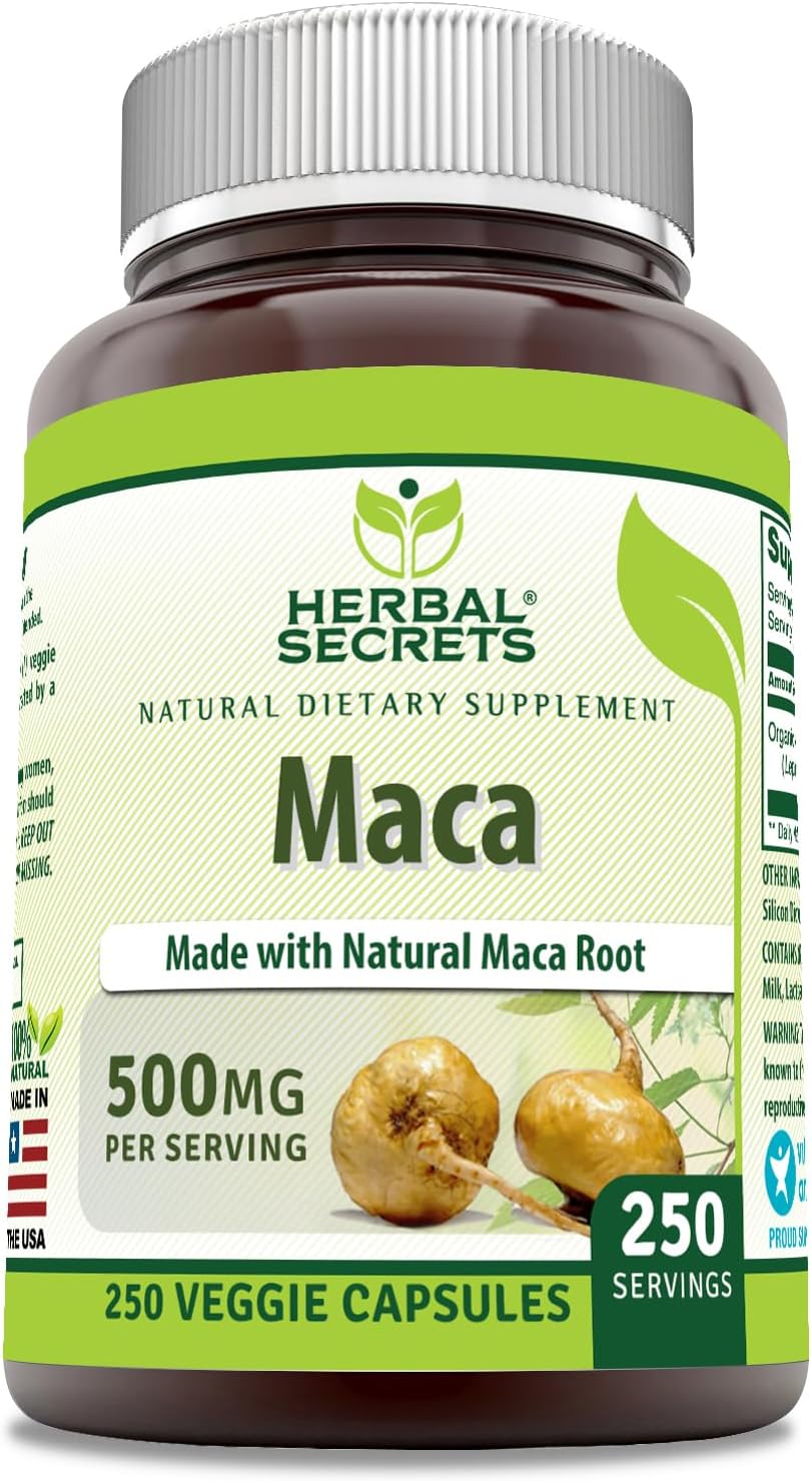 Herbal Secrets Maca 500mg 250 Veggie Capsules - görsel 1