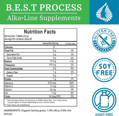 Alka•Green Tablets (6 Pack) – Organic Barley Grass Supplement with Enzymes & Amino Acids