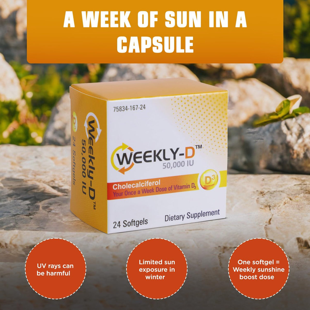 Nivagen Weekly-D Vitamin D3 50,000 IU (Cholecalciferol) Once-Weekly Softgels - görsel 4