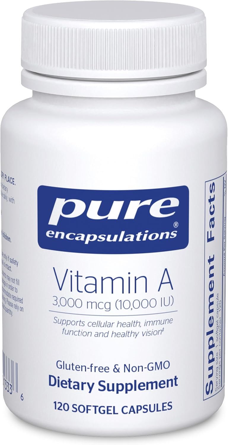 Pure Encapsulations Vitamin A - 3,000 µg - from Cod Liver Oil - Immune & Vision Support - Vitamin A Palmitate - Non-GM - 120 Softgels - görsel 1