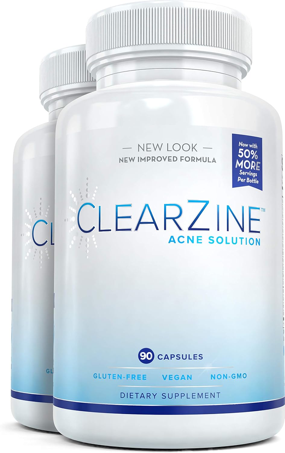 ClearZine Acne Capsules – Clear Skin Supplement for Teens & Adults | Vegan, Gluten-Free, 90 Capsules (2-Pack) - görsel 1
