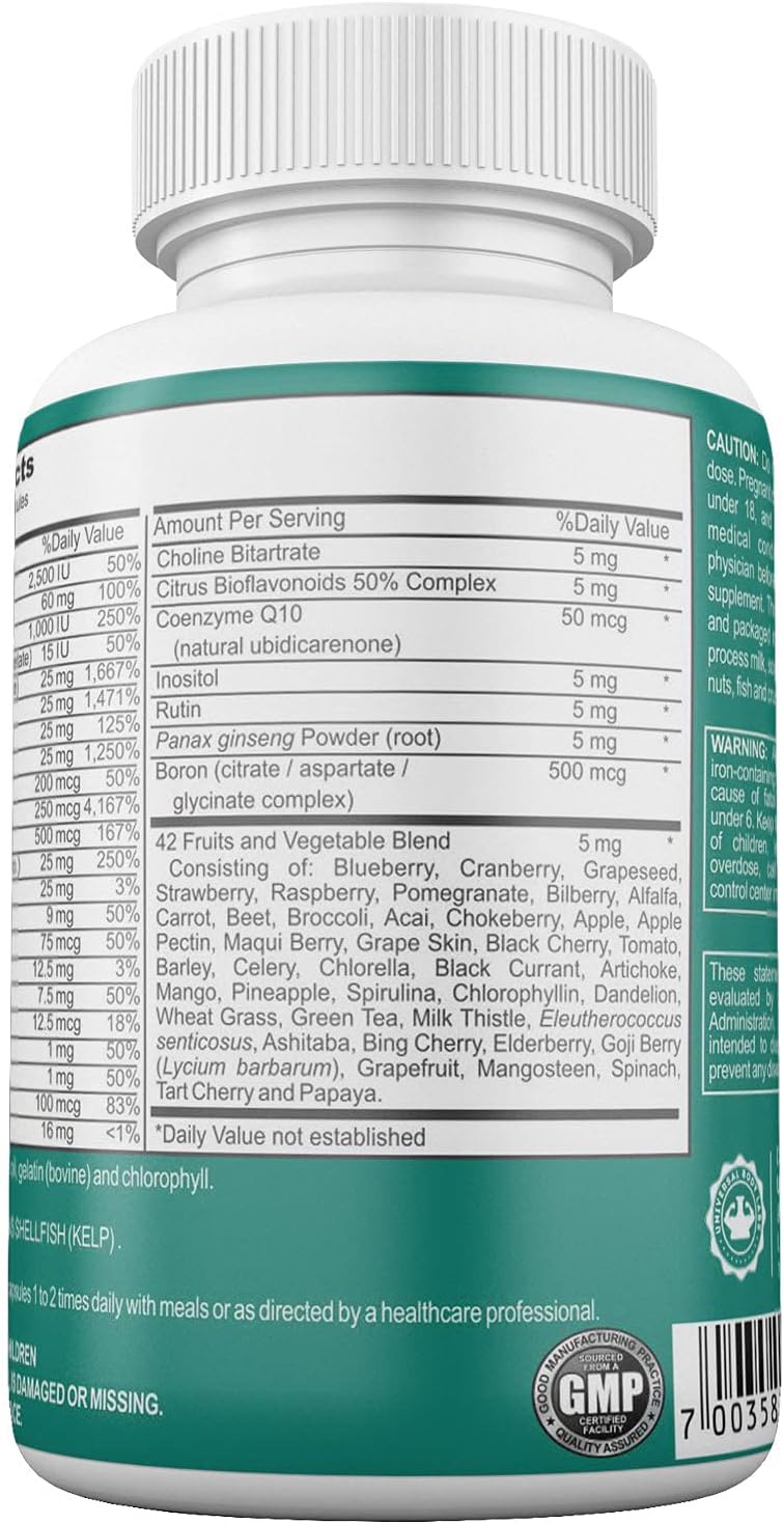 Gastric Bypass Vitamins with Iron Plus 42 Super Fruits & Vegetables – Quick-Dissolve Gel Caps - görsel 8