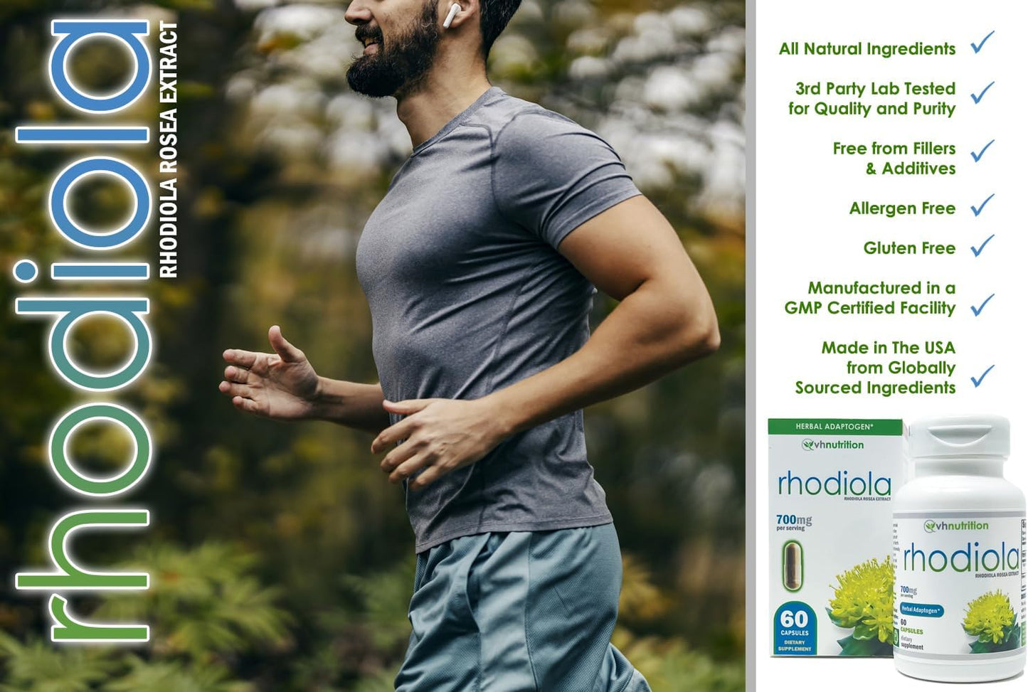 Rhodiola Rosea Food Supplement – 3% Salidrosides Standardised Extract – 60 Capsules - görsel 3
