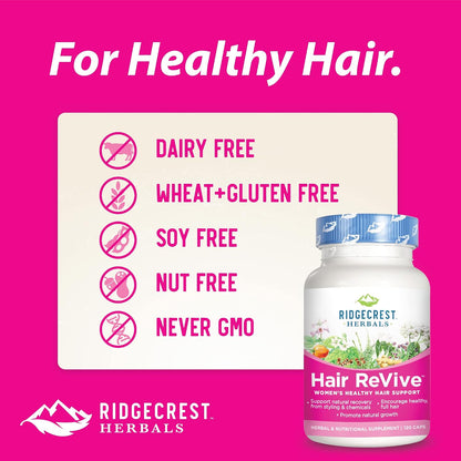 RidgeCrest Herbals Hair ReVive – Nutritional Hair Supplement for Women with Biotin, Vitamin C, Zinc & Copper