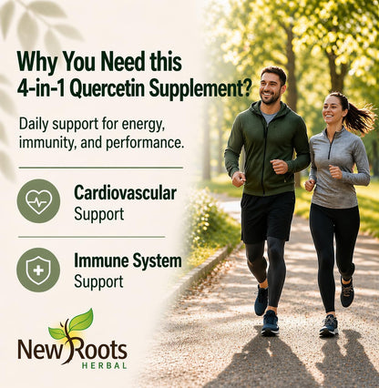 NEW ROOTS HERBAL Quercetin with Bromelain Capsules | 4-in-1 Formula | Immune System Support & Cardiovascular Health | 90 Vegetable Capsules, Non-GMO
