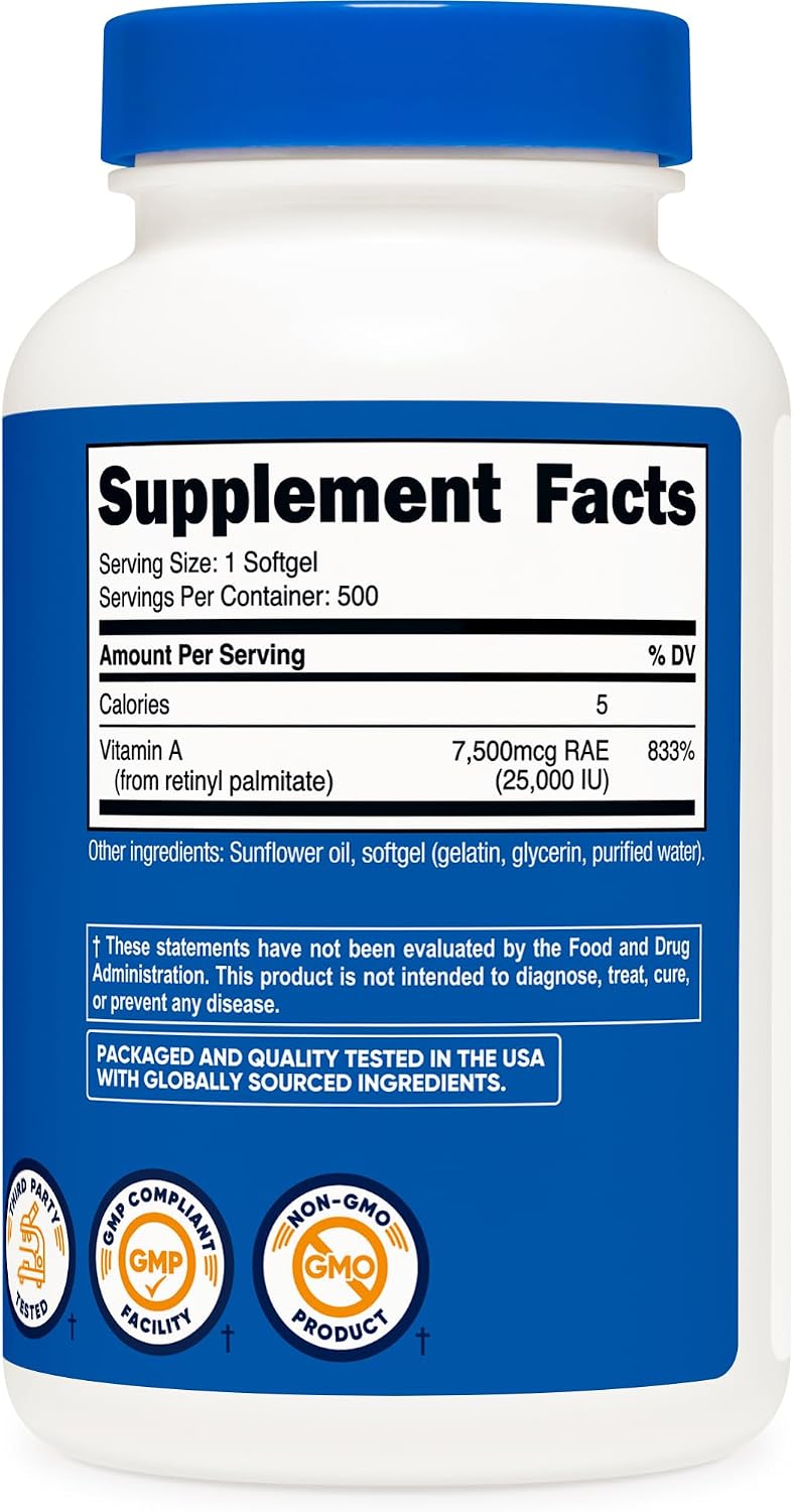 Nutricost Vitamin A 25000 IU, 500 Softgels - görsel 5