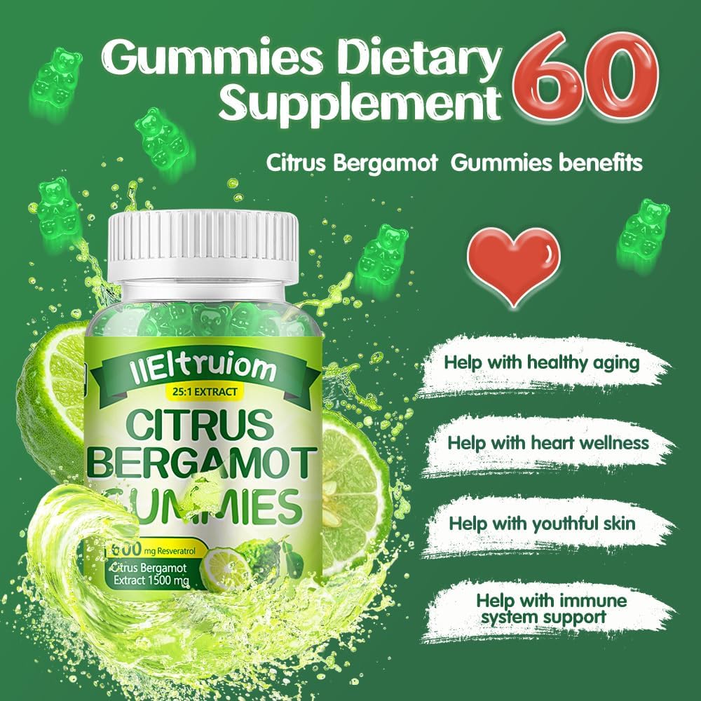 IIEltruiom Citrus Bergamot 1500mg Gummies with Resveratrol & Niacin - görsel 4
