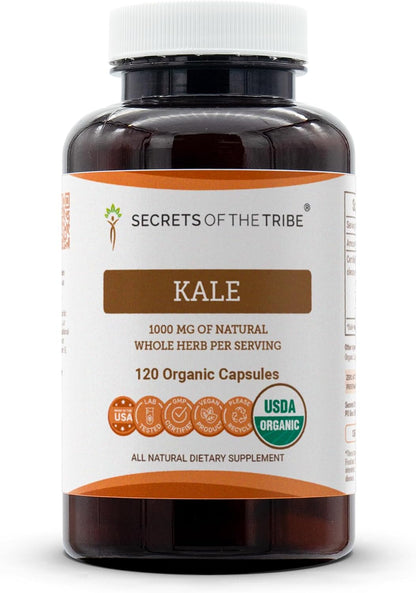 Secrets of the Tribe Kale Organic Capsules - Certified Organic Vegetarian Capsules, Herbal Food Supplement - Brassica oleracea VAR. Acephala Dried Leaf (60 Count)