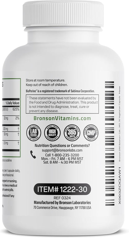 Bronson DIM Balance+ - Oestrogen Metabolism Support with Calcium D-Glucarate, Broccoli Sprout, Vitamin D3, 30 Vegetarian Capsules