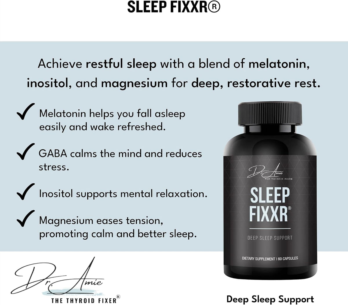 Sleep Support by Dr. Amie | with Melatonin, Inositol, and Magnesium | 30 Day Supply, 60 Capsules - görsel 3