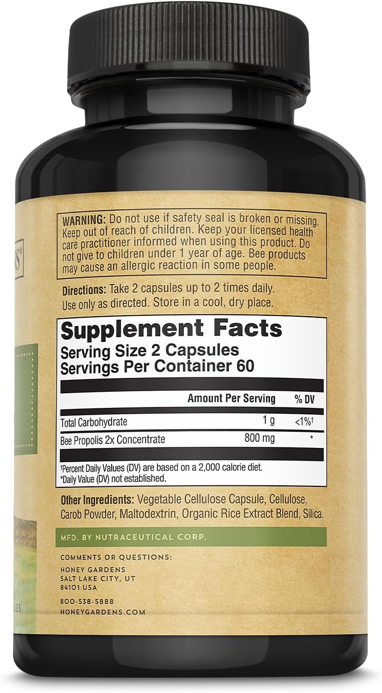 Honey Gardens Bee Propolis 650mg – 120 Capsules - görsel 2