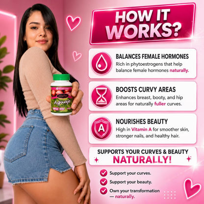 Natural Curves & Hormonal Balance – Aguaje Capsules for Women by CurvyFruit – Bum, Hips & Bust Support – 100 Vegan Capsules – Menopause Support – Made in Peru