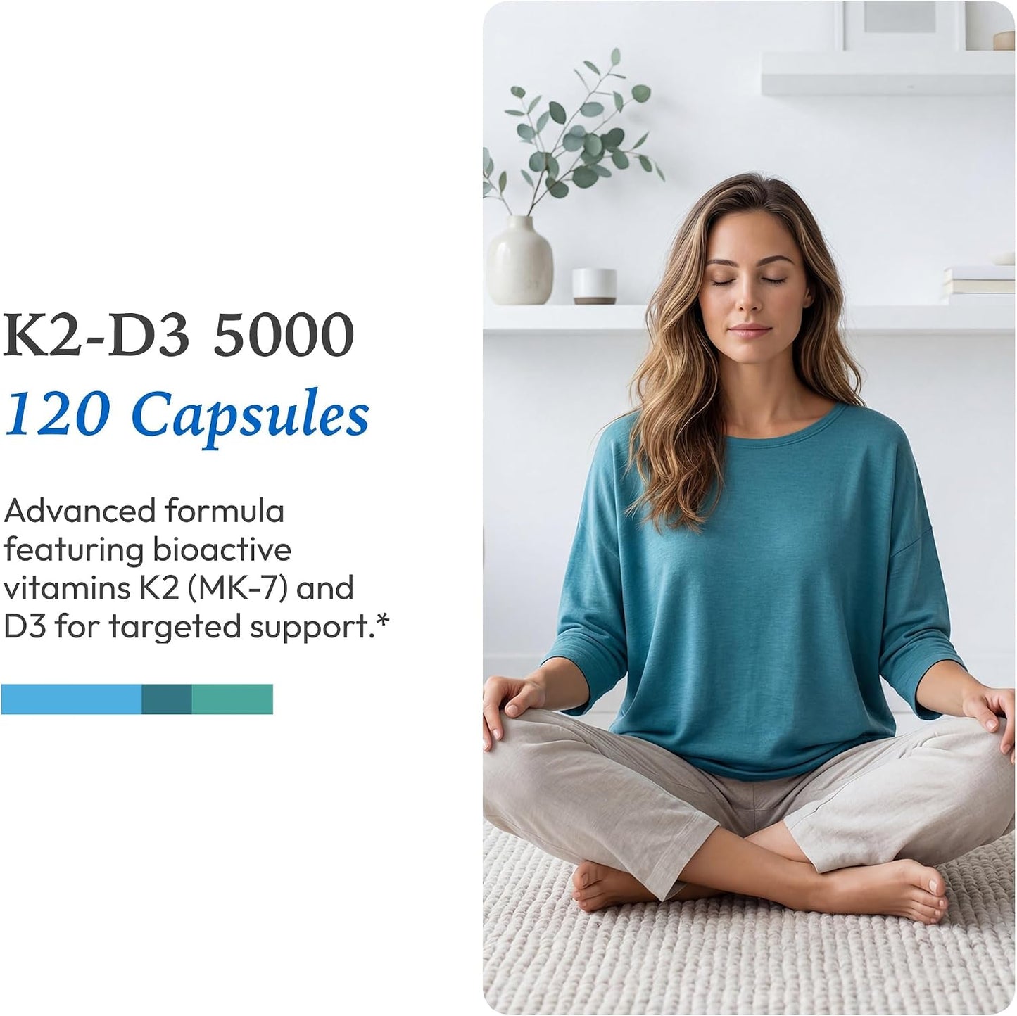 XYMOGEN K2-D3 5000 - Vitamin D3 and K2 Supplement, 120 Capsules - görsel 5