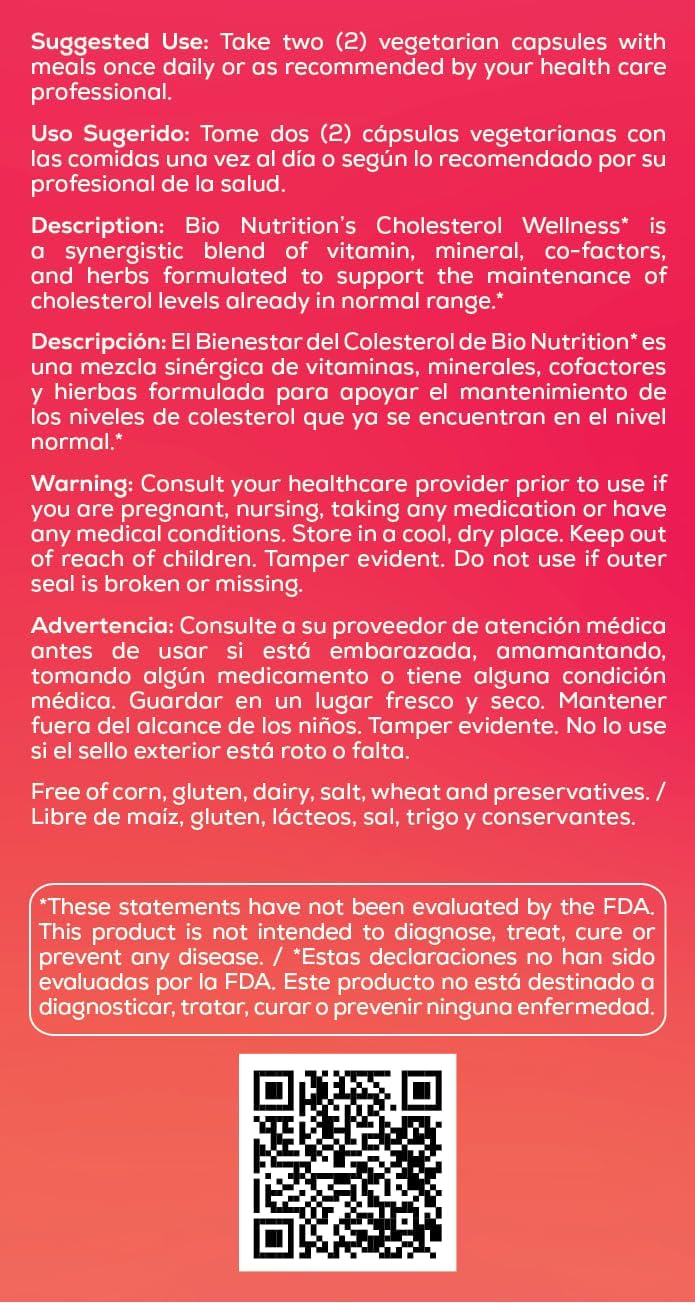 Bio Nutrition Chlolesterol Wellness 60 Vegetarian Capsules | Natural Formula - görsel 3