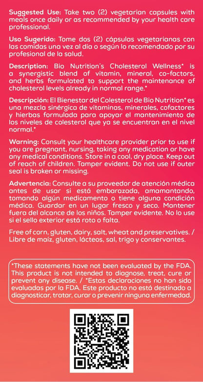 Bio Nutrition Chlolesterol Wellness 60 Vegetarian Capsules | Natural Formula