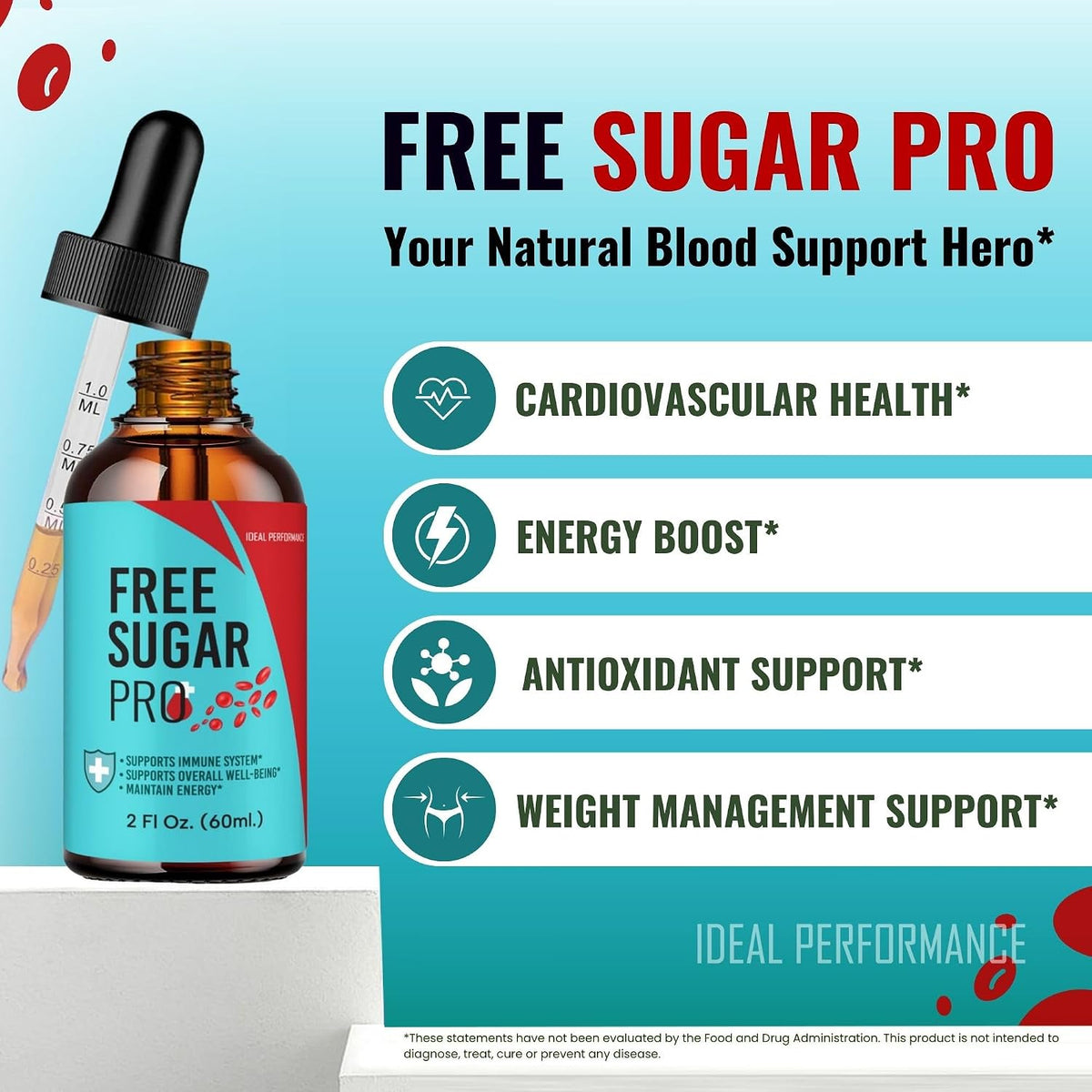 Free Sugar Pro Drops - Blood Formula Support Supplement, Maximum Strength, All Natural, 3 Pack - görsel 4