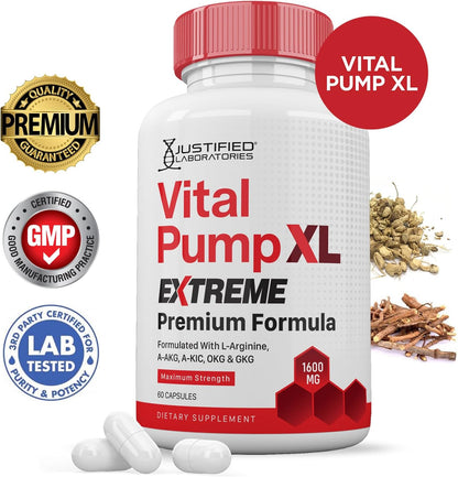 Vital Pump XL Extreme - Premium Men's Health Supplement (2 Pack, 120 Capsules)