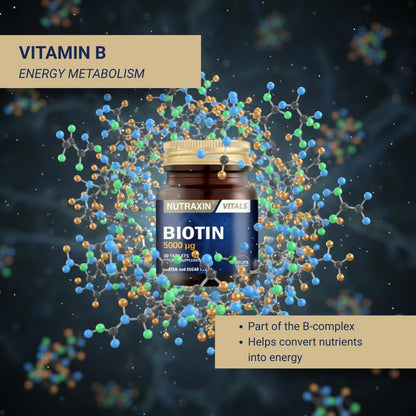 Nutraxin Vitals Biotin 5000 mcg Food Supplement – 30 Tablets