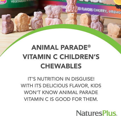 NaturesPlus Animal Parade Vitamin C Children's Chewable – Natural Orange Juice Flavour – 90 Tablets (Pack of 2)