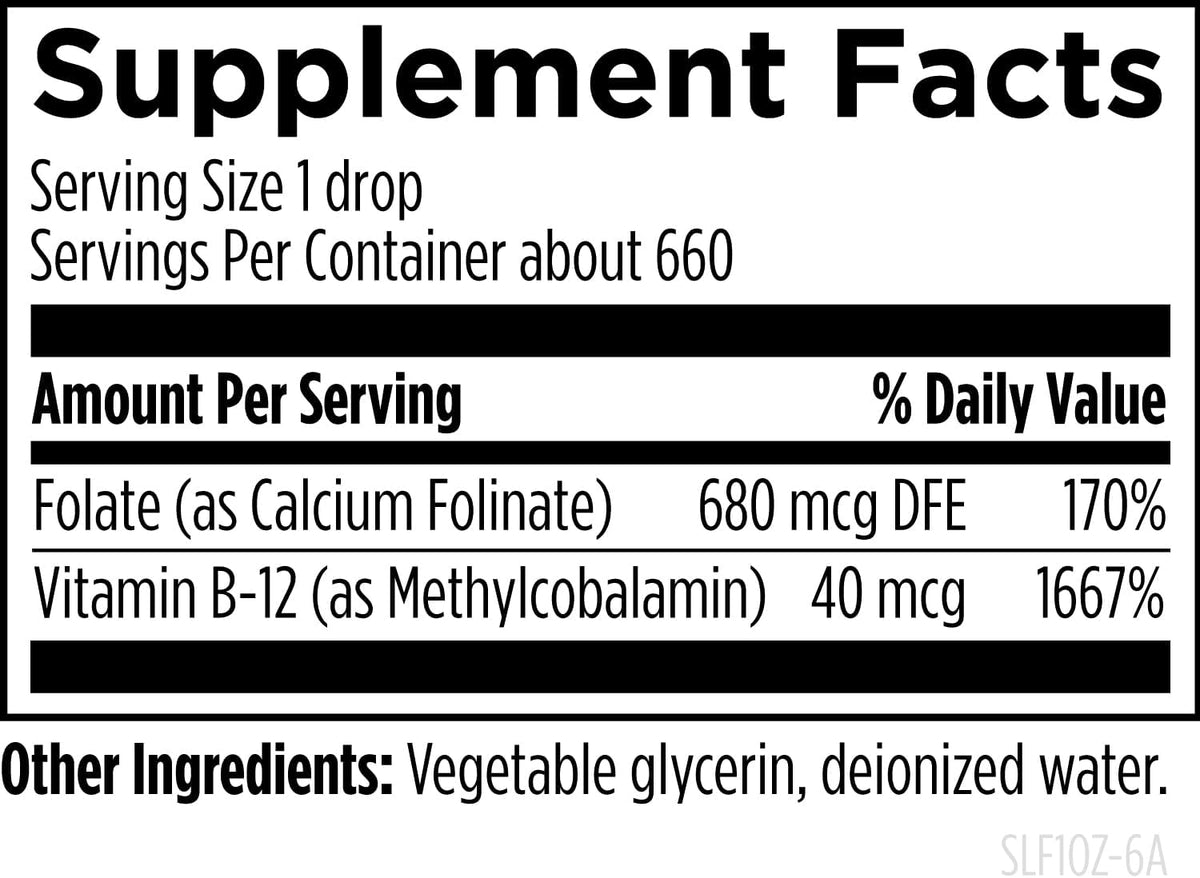 Designs for Health B12 + Folate Drops - Super Liquid Folate with Vitamin B12 as Methylcobalamin, 1 fl oz - görsel 3