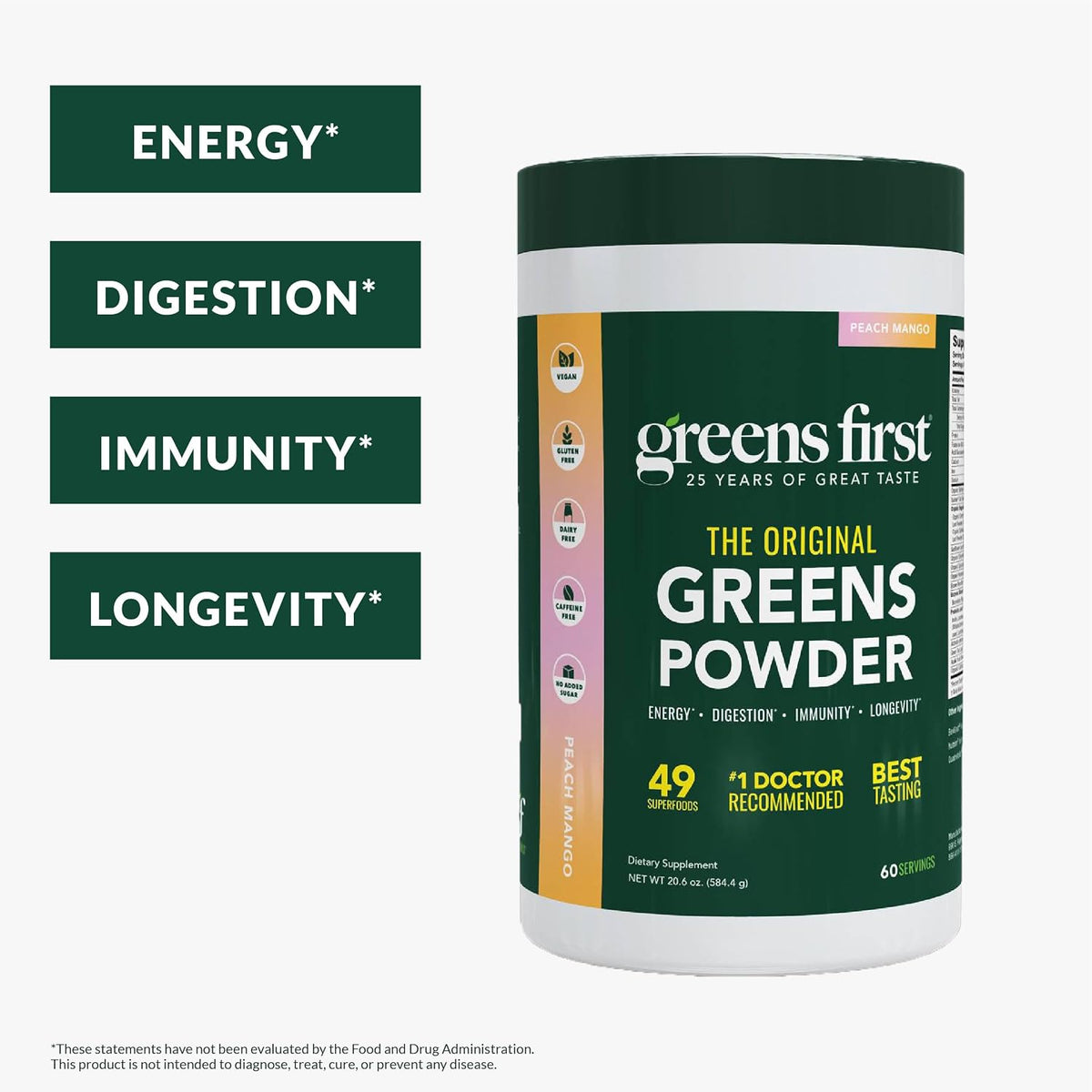 Greens First Original Greens Powder - Peach Mango, 60 Servings - görsel 2