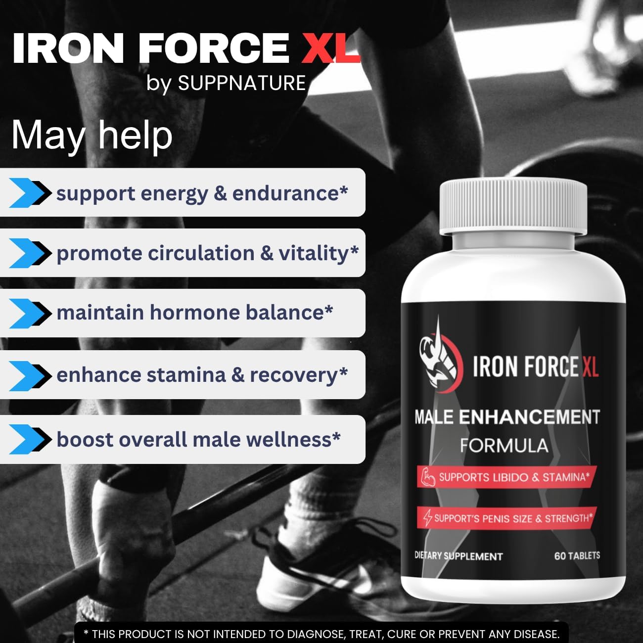 Iron Force XL Capsules for Men - Male Support Food Supplement, 60 Count - görsel 4