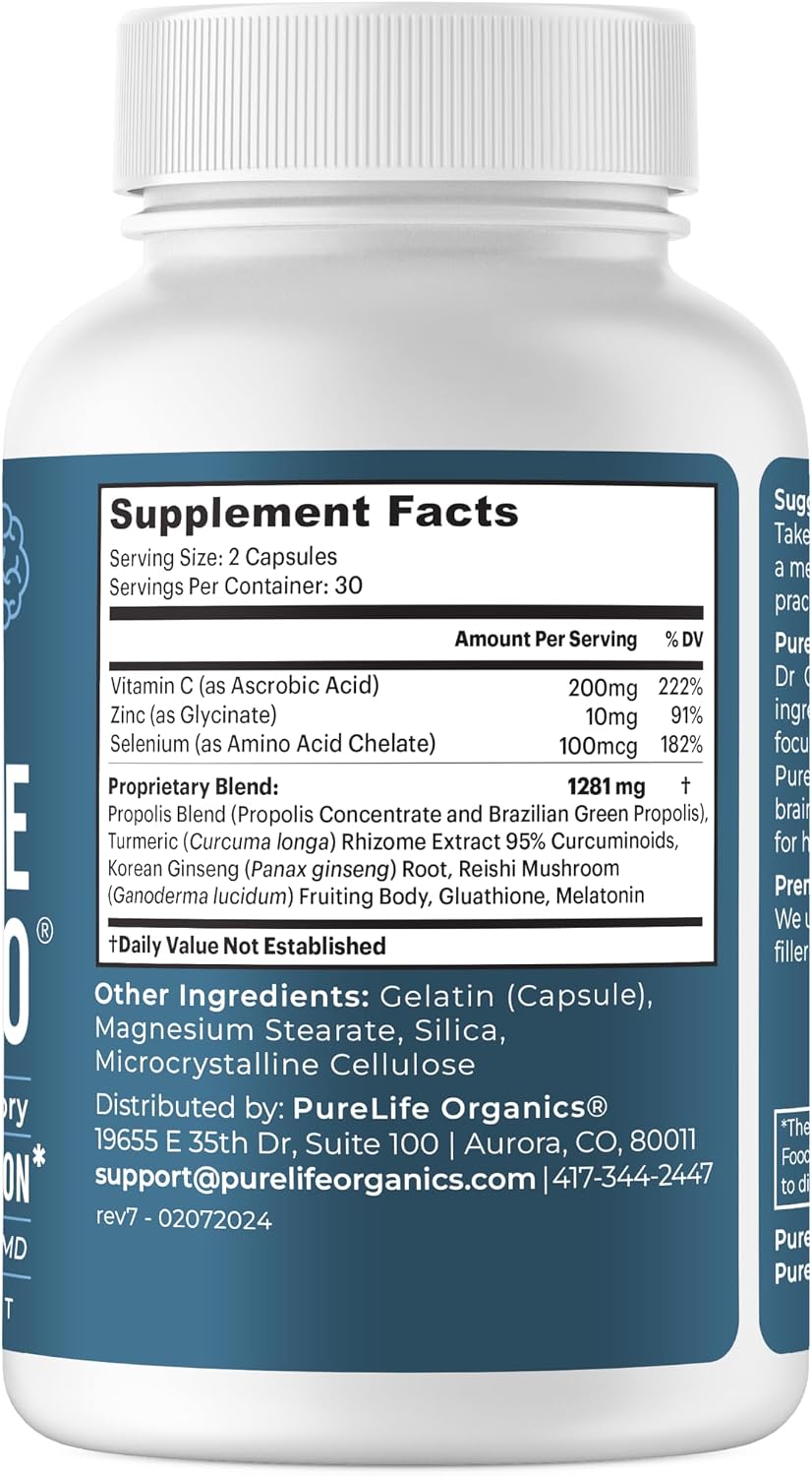 PureLife Organics Pure Neuro - Brain Fog Relief, Memory Support & Focus Support - 60 Vegan Capsules - görsel 2