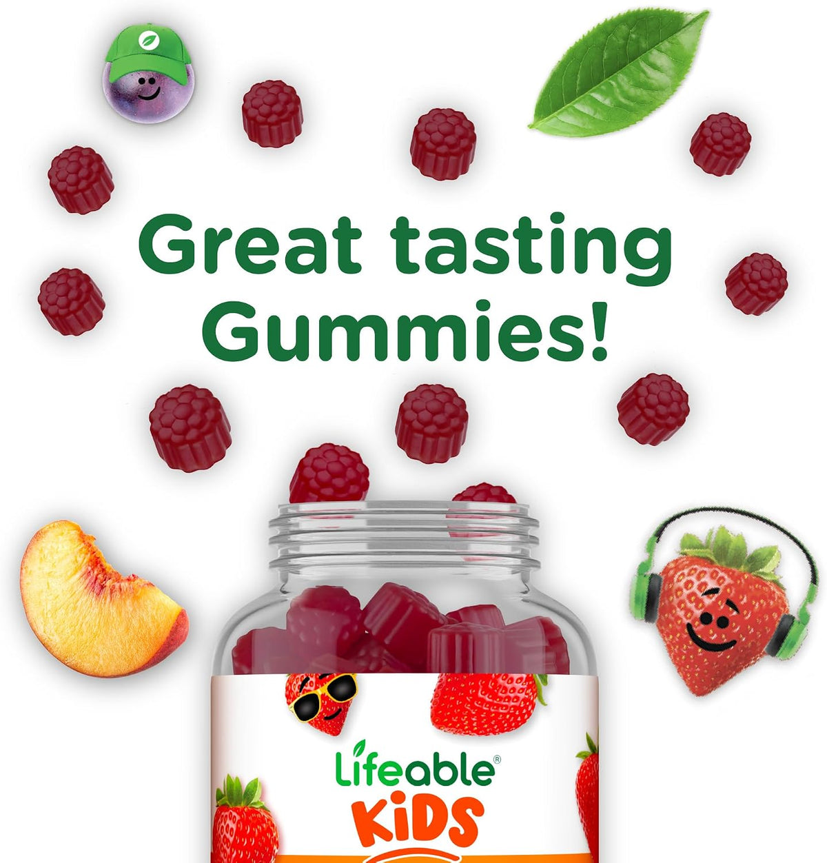 Lifeable Kids Vitamin D3 K2 Gummies - 500 IU D3 + 100 mcg K2, Strawberry Flavour, 60 Gummies - görsel 7