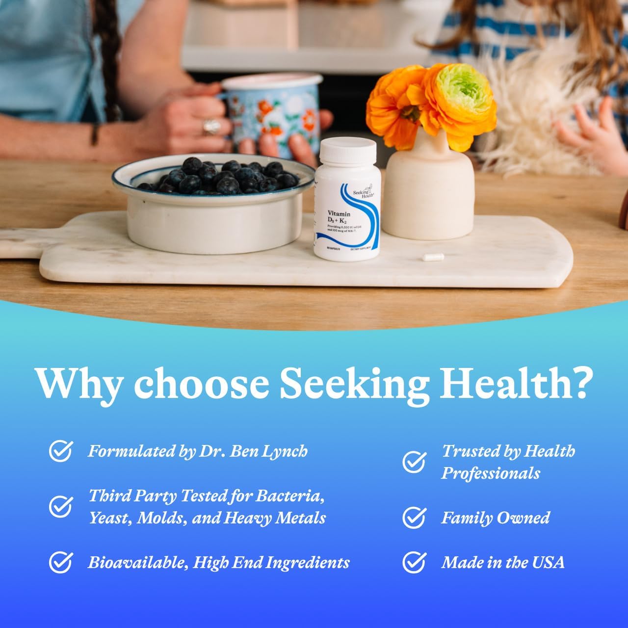 Seeking Health Vitamin D3 + K2 - Immune System and Bone Health Support with Vitamin D3 (Cholecalciferol) & Vitamin K2 (Menaquinone-7) - Vegetarian Vitamin D & K Supplement - 60 Capsules - görsel 6
