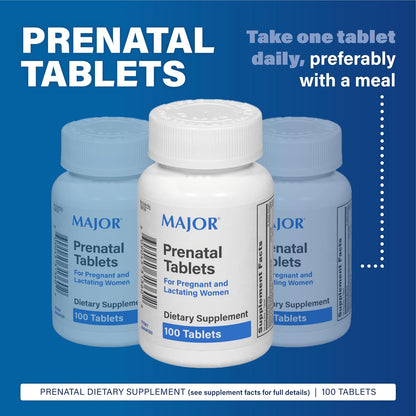 MAJOR Prenatal Tablets – Dietary Supplement for Pregnant and Breastfeeding Women, 100 Tablets