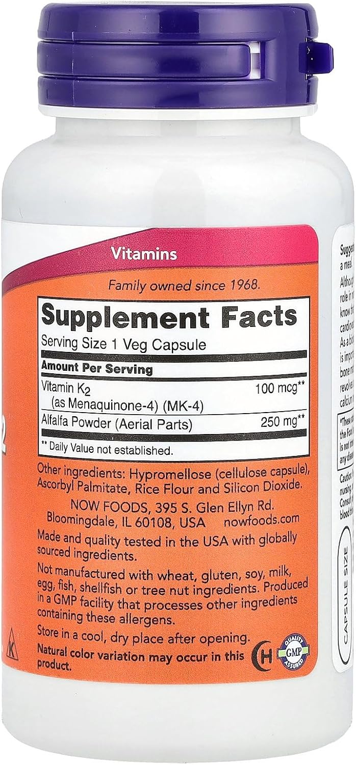 NOW Foods Vitamin K-2, 100mcg – 100 Capsules - görsel 2
