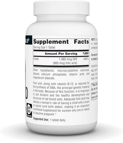 Source Naturals Folic Acid 800 mcg, 500 Tablets
