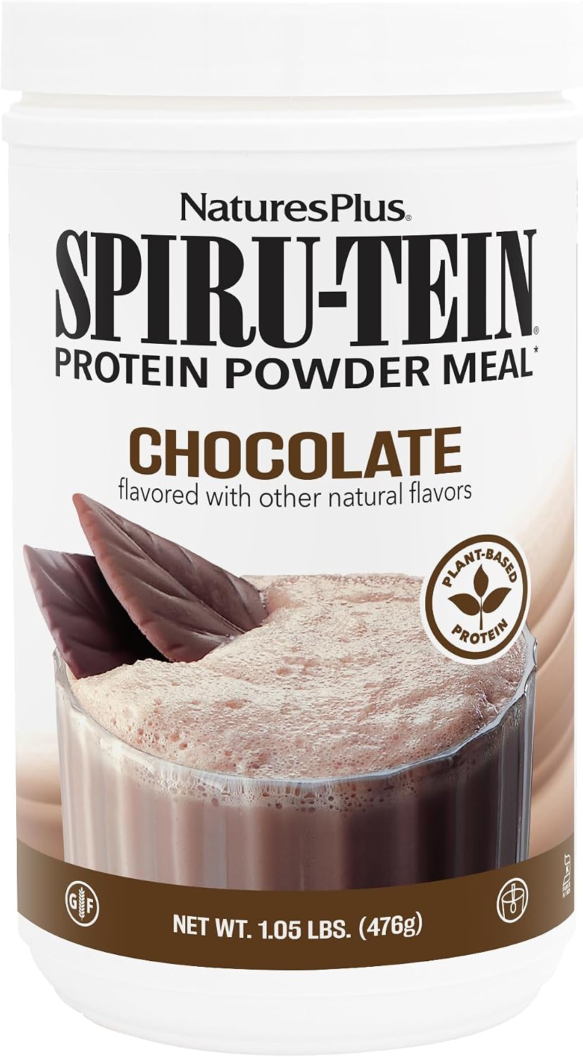 NaturesPlus SPIRU-TEIN, Chocolate - 1.05 lb (476 g) - Plant-Based Protein Shake - görsel 1