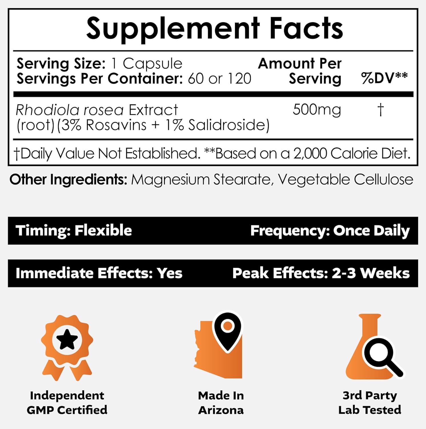 Nootropics Depot Rhodiola Rosea Capsules – 500mg, 3% Rosavins, 60 Count - görsel 2