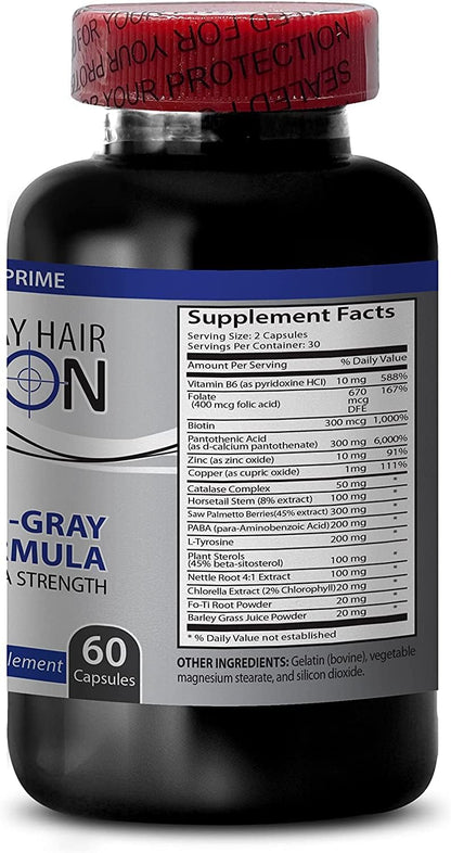 Health Solution Prime Grey Hair Reversal Pills – Biotin & Catalase Supplement