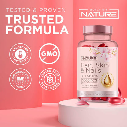 Built by Nature Hair, Skin and Nails Vitamins, 120 Softgels