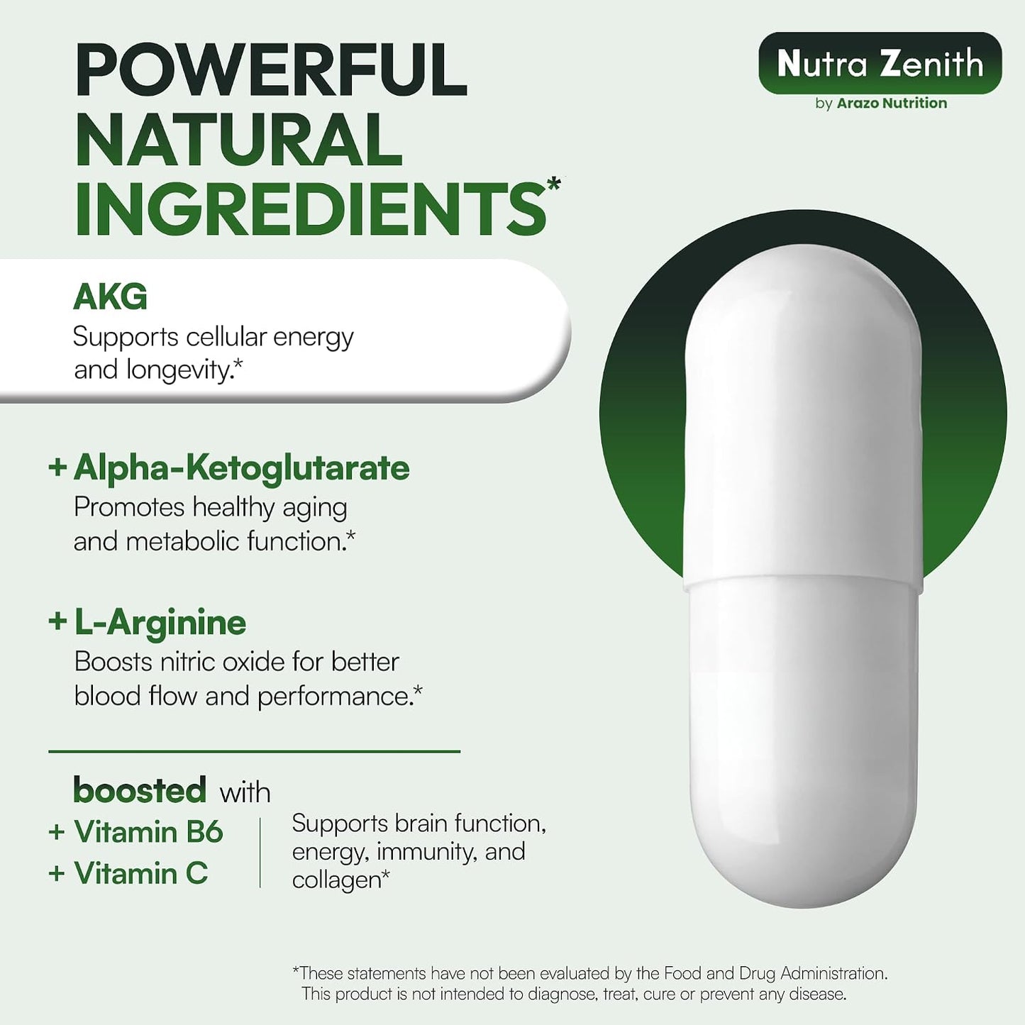 AKG Anti-Ageing & Vitality Supplement with Vitamin B6, Vitamin C & L-Arginine – 60 Capsules - görsel 5