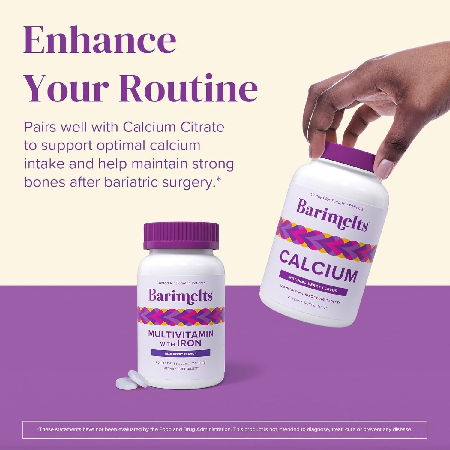 BariMelts Bariatric Multivitamin with Iron, 60 Fast-Dissolving Tablets, Natural Blueberry Flavour – 1 Month Supply - görsel 7