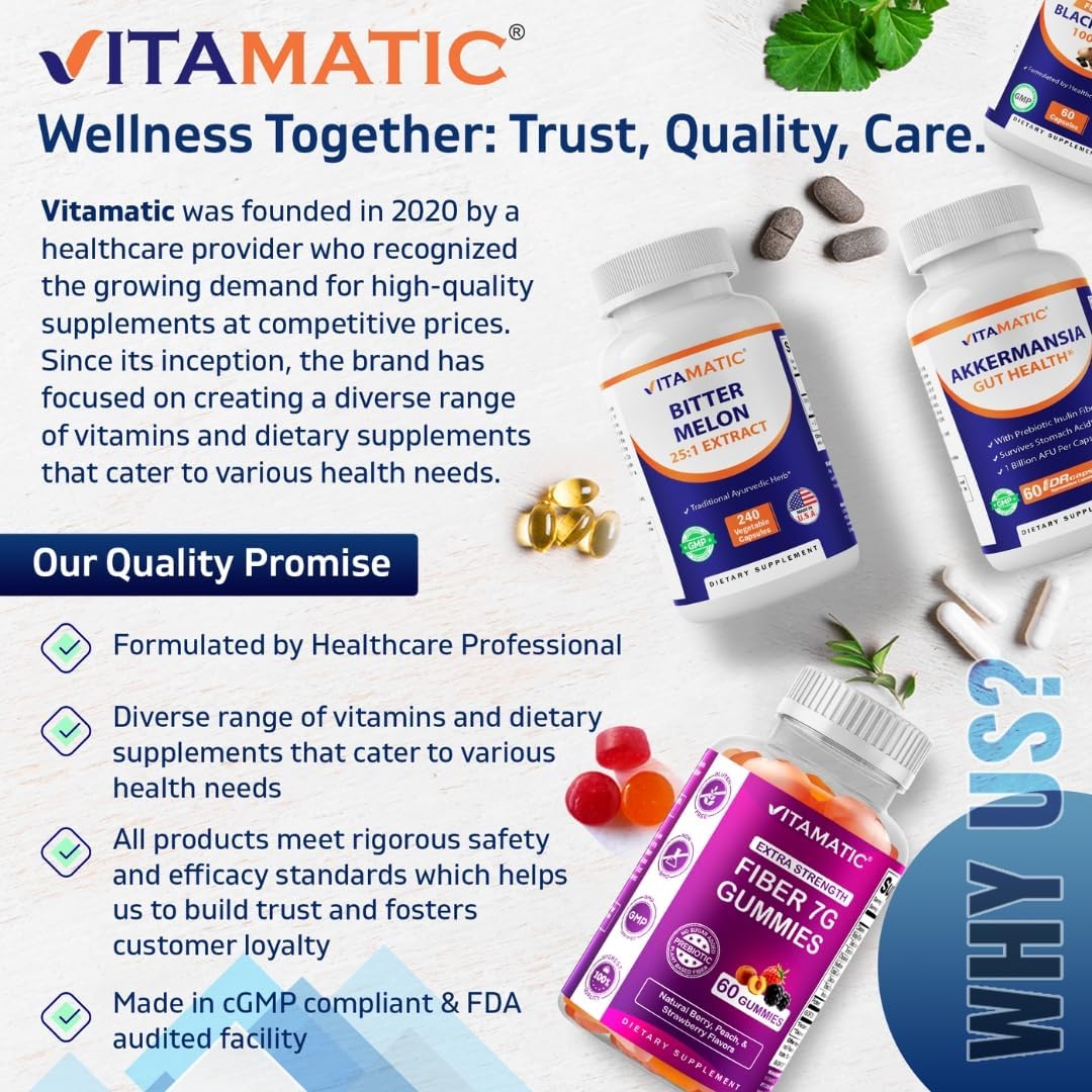 Vitamatic Bitter Melon 25X Concentrated Plant-Based Extract - Non-GMO, Gluten-free, 240 Capsules - görsel 7