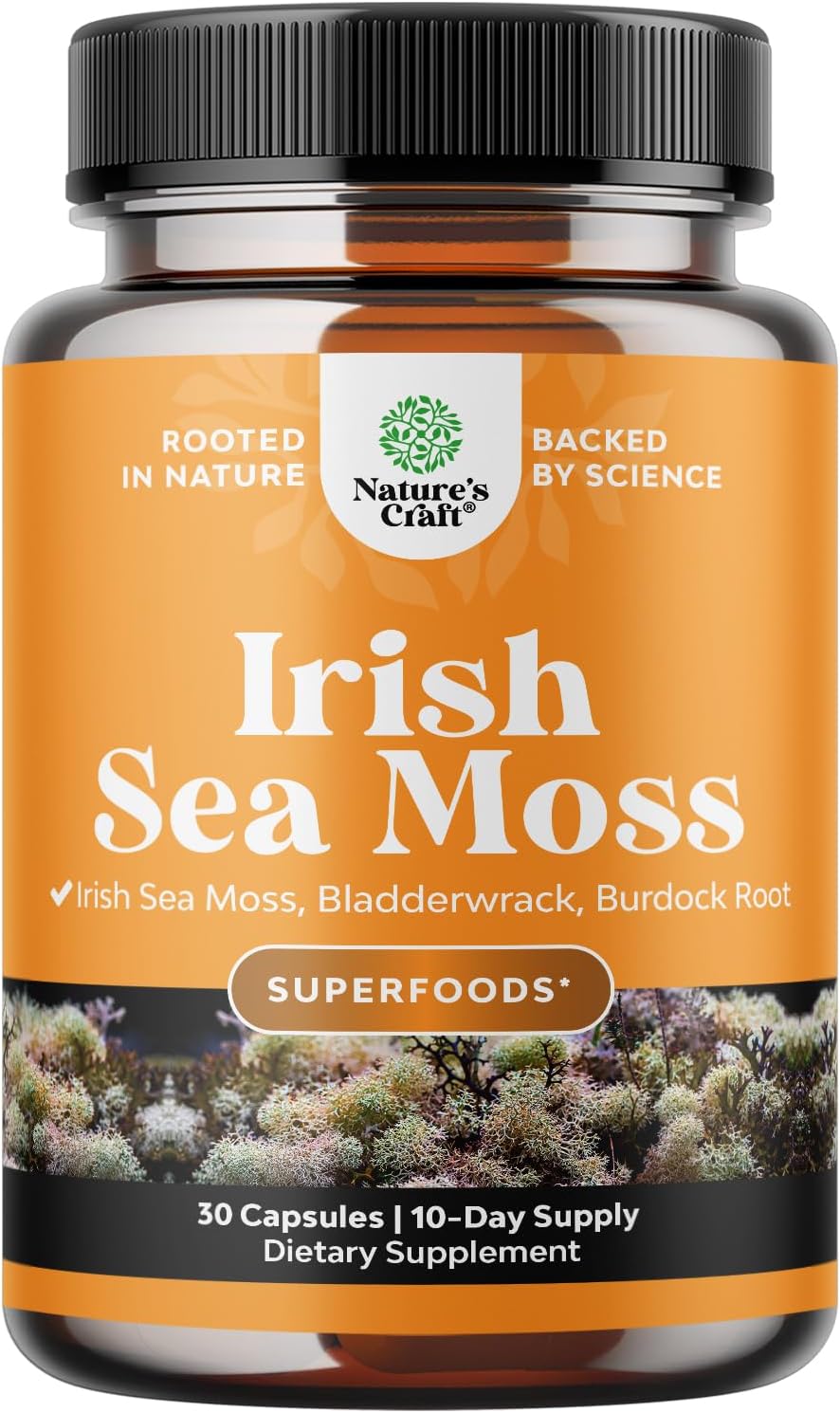 Natures Craft Irish Sea Moss Capsules - 2100mg Superfood Complex with Bladderwrack, Burdock Root and BioPerine for Immune, Thyroid and Digestive Support - Vegan, Non-GMO - 180 Count - görsel 9