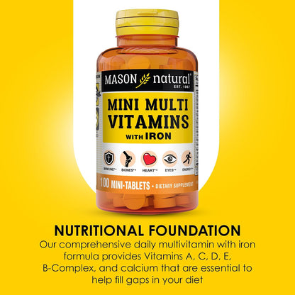 MASON NATURAL Mini Multivitamin with Iron, Gluten-free, 100 Day Supply
