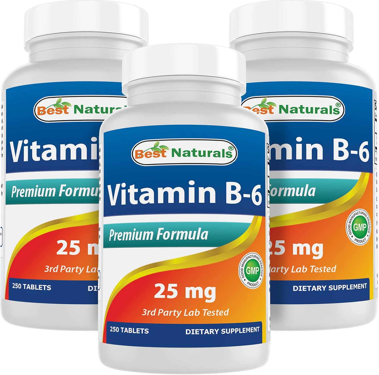 Best Naturals Vitamin B6 25mg 250 Tablets (Pack of 3) - görsel 1