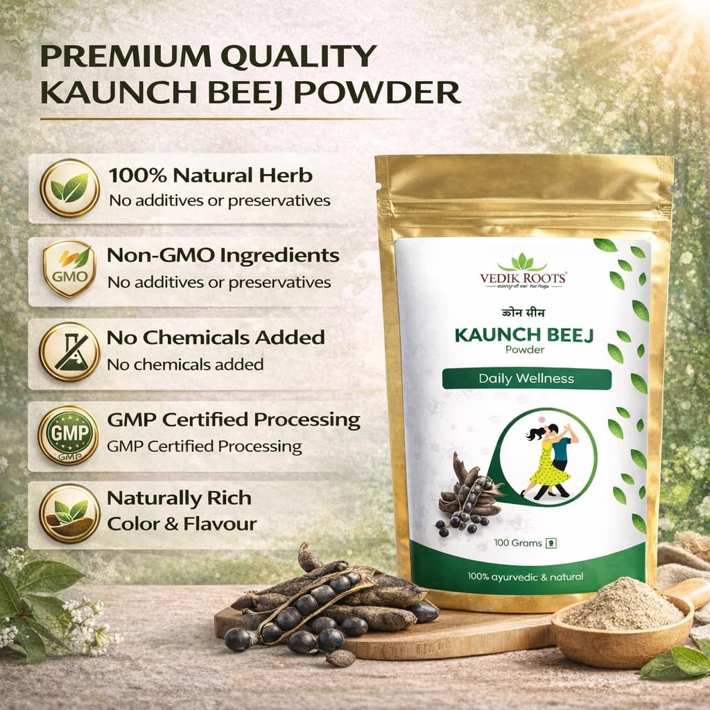 VEDIKROOTS Kaunch Beej Powder – Pure Mucuna Pruriens Seed Powder (100g) - görsel 6